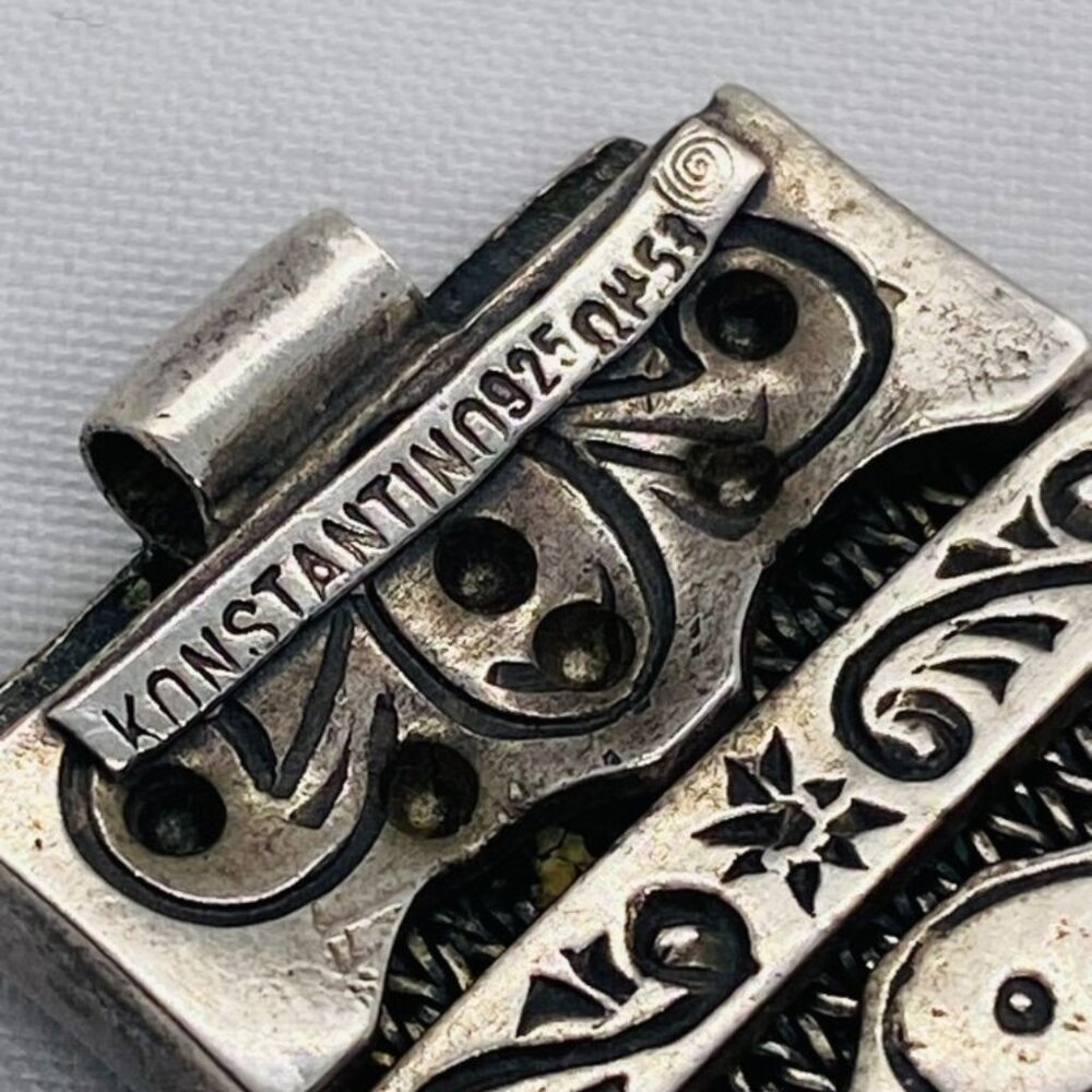 SOLD!! Konstantino Sterling Silver Turquoise Panel Links Bracelet 6.75" - Picture 12 of 16